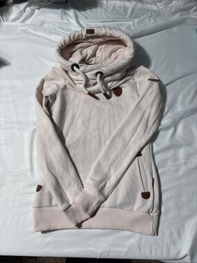Wanakome Hoodie Pale Pink Pullover Cowl Neck XS Cozy Casual Comfy